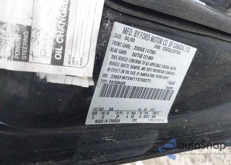 2000 Mercury Grand Marquis Ls из США, поврежденный, VIN 2MEFM75W1YX708273